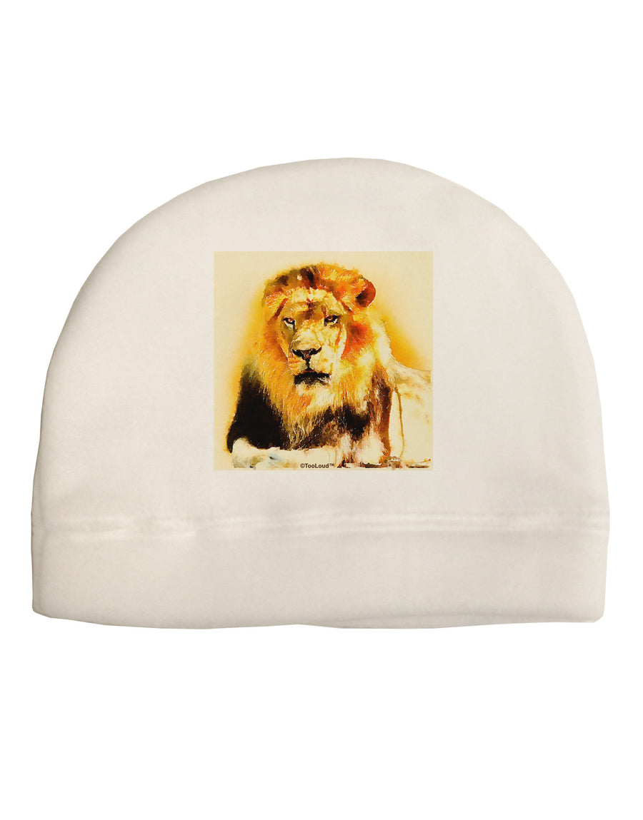 Lion Watercolor 4 Child Fleece Beanie Cap Hat-Beanie-TooLoud-White-One-Size-Fits-Most-Davson Sales