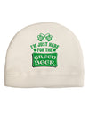 Just Here For The Green Beer Adult Fleece Beanie Cap Hat-Beanie-TooLoud-White-One-Size-Fits-Most-Davson Sales