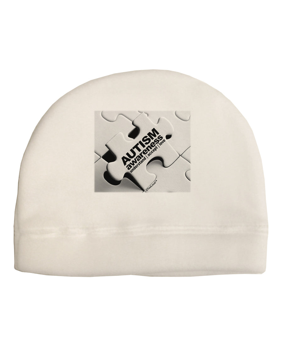 Autism Awareness - Puzzle Black & White Child Fleece Beanie Cap Hat-Beanie-TooLoud-White-One-Size-Fits-Most-Davson Sales