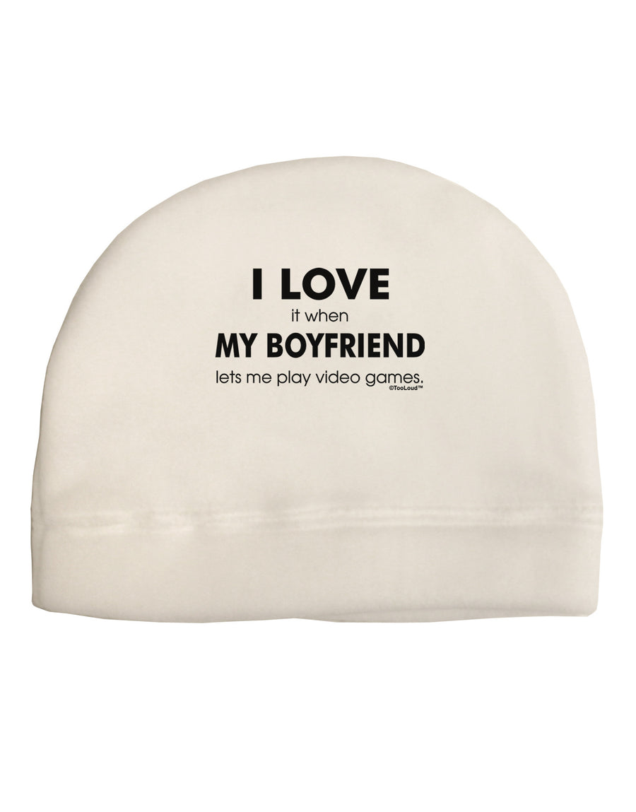 I Love My Boyfriend Videogames Child Fleece Beanie Cap Hat-Beanie-TooLoud-White-One-Size-Fits-Most-Davson Sales