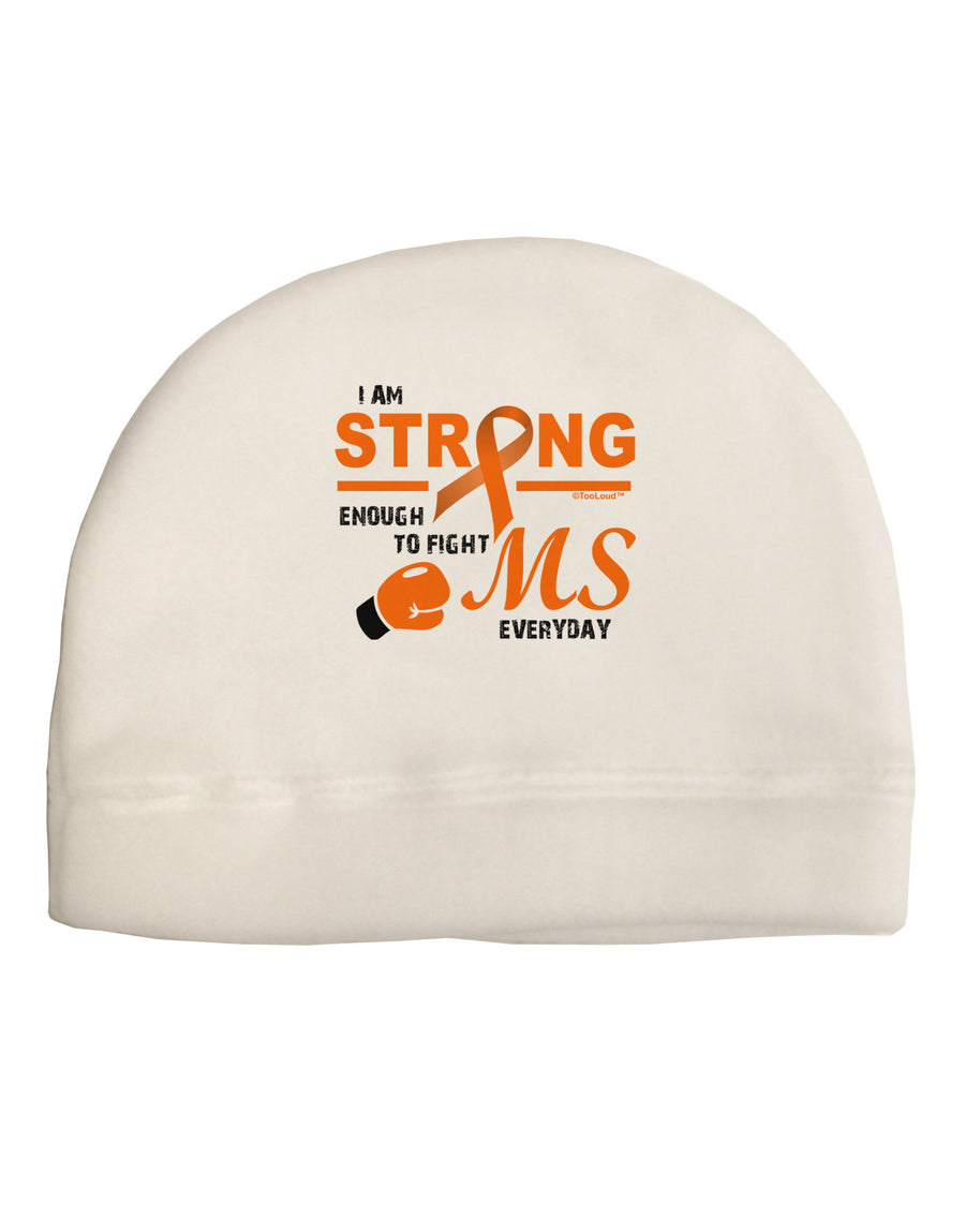 MS - I Am Strong Child Fleece Beanie Cap Hat-Beanie-TooLoud-White-One-Size-Fits-Most-Davson Sales