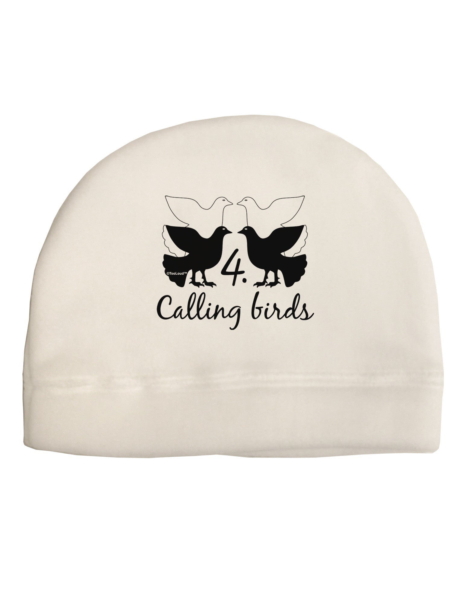 Four Calling Birds Text Adult Fleece Beanie Cap Hat-Beanie-TooLoud-White-One-Size-Fits-Most-Davson Sales