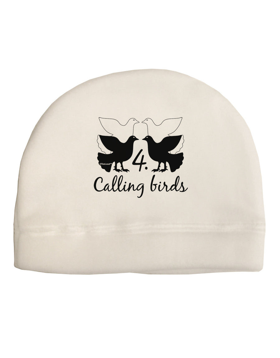 Four Calling Birds Text Adult Fleece Beanie Cap Hat-Beanie-TooLoud-White-One-Size-Fits-Most-Davson Sales