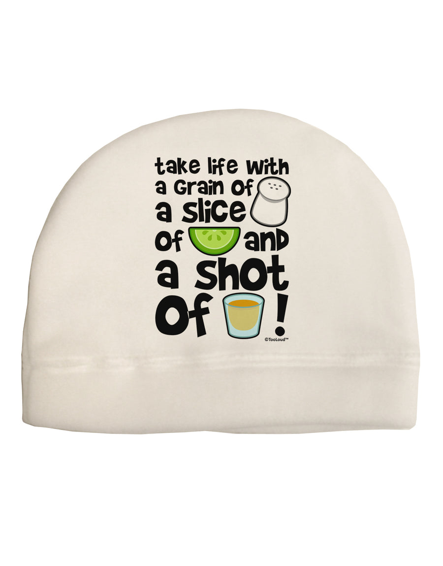 Take Life with a Grain of Salt and a Shot of Tequila Adult Fleece Beanie Cap Hat by TooLoud-Beanie-TooLoud-White-One-Size-Fits-Most-Davson Sales