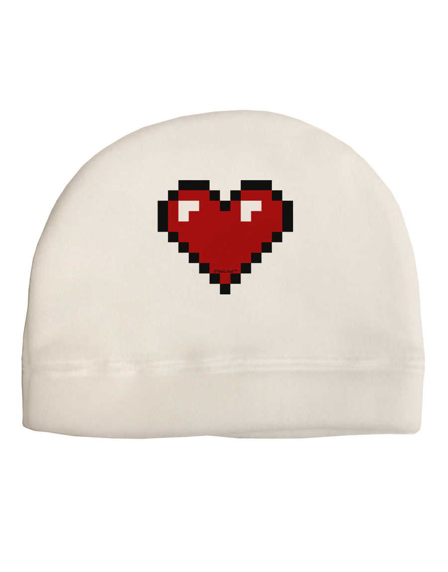 Pixel Heart Design 1 - Valentine's Day Adult Fleece Beanie Cap Hat-Beanie-TooLoud-White-One-Size-Fits-Most-Davson Sales