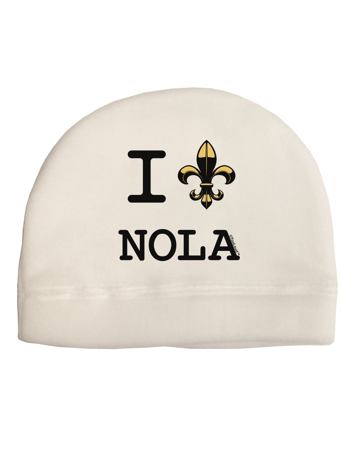 I Love NOLA Fleur de Lis Adult Fleece Beanie Cap Hat-Beanie-TooLoud-White-One-Size-Fits-Most-Davson Sales
