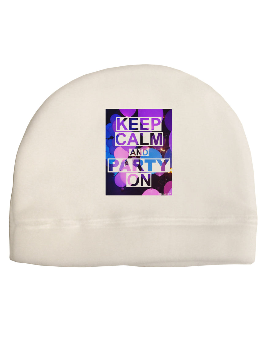 Keep Calm - Party Balloons Adult Fleece Beanie Cap Hat-Beanie-TooLoud-White-One-Size-Fits-Most-Davson Sales