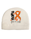 Hope for a Cure - Orange Ribbon Leukemia - Flowers Child Fleece Beanie Cap Hat-Beanie-TooLoud-White-One-Size-Fits-Most-Davson Sales