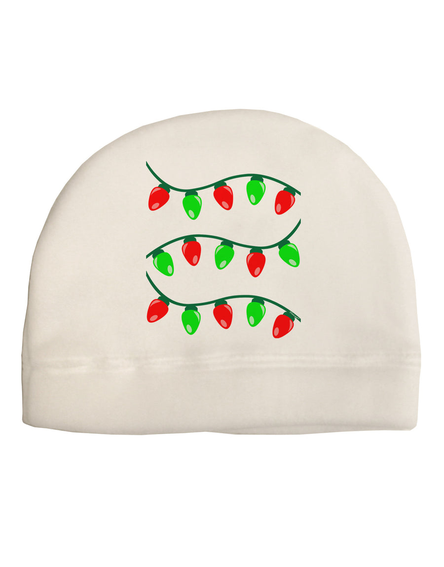 Christmas Lights Red and Green Adult Fleece Beanie Cap Hat-Beanie-TooLoud-White-One-Size-Fits-Most-Davson Sales