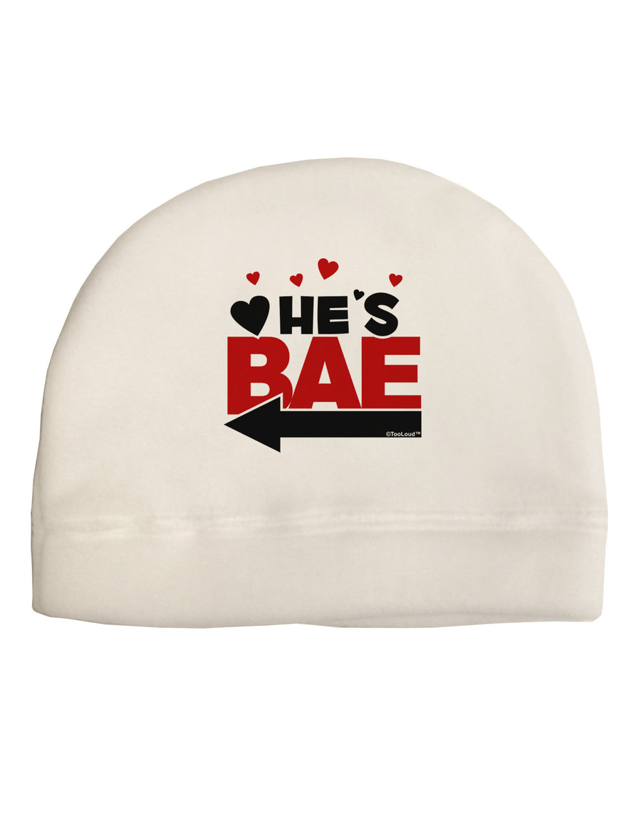 He's BAE - Left Arrow Adult Fleece Beanie Cap Hat-Beanie-TooLoud-White-One-Size-Fits-Most-Davson Sales