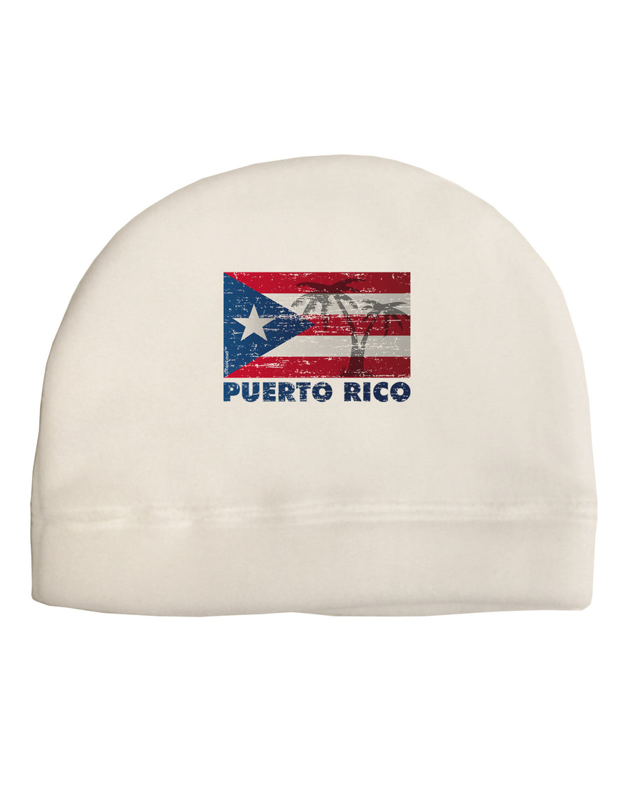 Distressed Puerto Rico Flag Adult Fleece Beanie Cap Hat-Beanie-TooLoud-White-One-Size-Fits-Most-Davson Sales