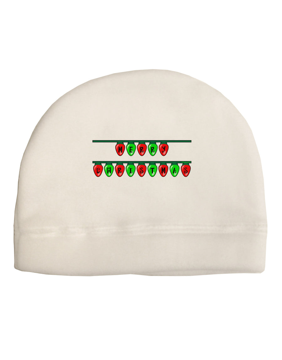 Merry Christmas Lights Red and Green Child Fleece Beanie Cap Hat-Beanie-TooLoud-White-One-Size-Fits-Most-Davson Sales