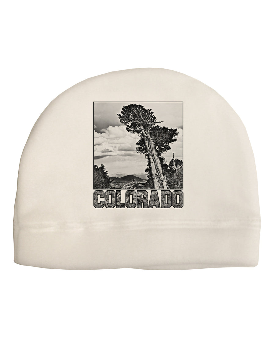 Colorado Landscape Text BW Adult Fleece Beanie Cap Hat-Beanie-TooLoud-White-One-Size-Fits-Most-Davson Sales