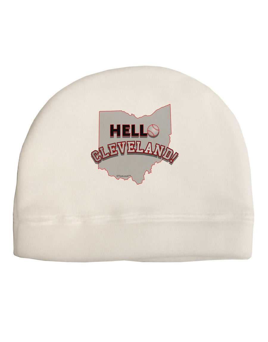 Hello Cleveland Adult Fleece Beanie Cap Hat-Beanie-TooLoud-White-One-Size-Fits-Most-Davson Sales