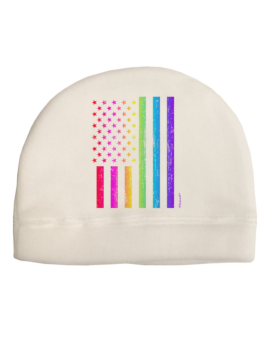 American Pride - Rainbow Flag Child Fleece Beanie Cap Hat-Beanie-TooLoud-White-One-Size-Fits-Most-Davson Sales