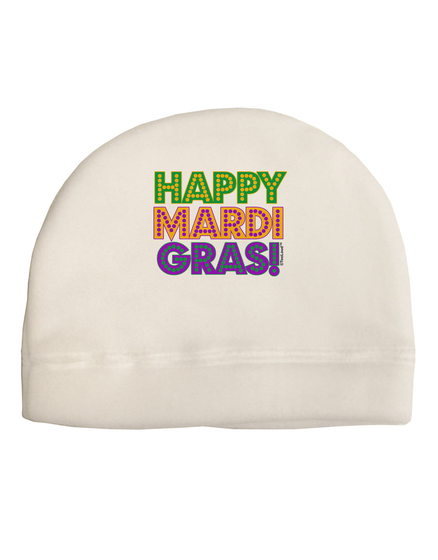 Happy Mardi Gras Text Adult Fleece Beanie Cap Hat by TooLoud-Beanie-TooLoud-White-One-Size-Fits-Most-Davson Sales