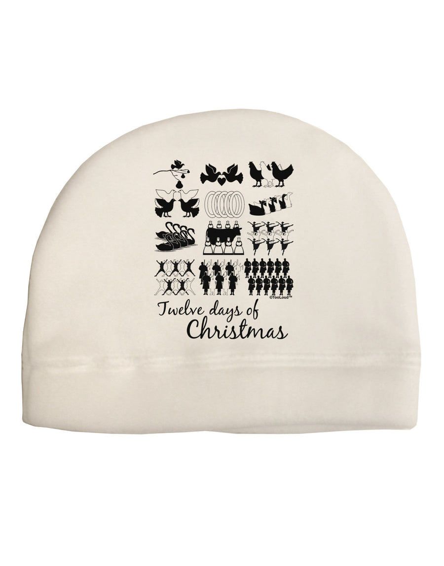 TooLoud Twelve Days of Christmas Text Child Fleece Beanie Cap Hat-Beanie-TooLoud-White-One-Size-Fits-Most-Davson Sales