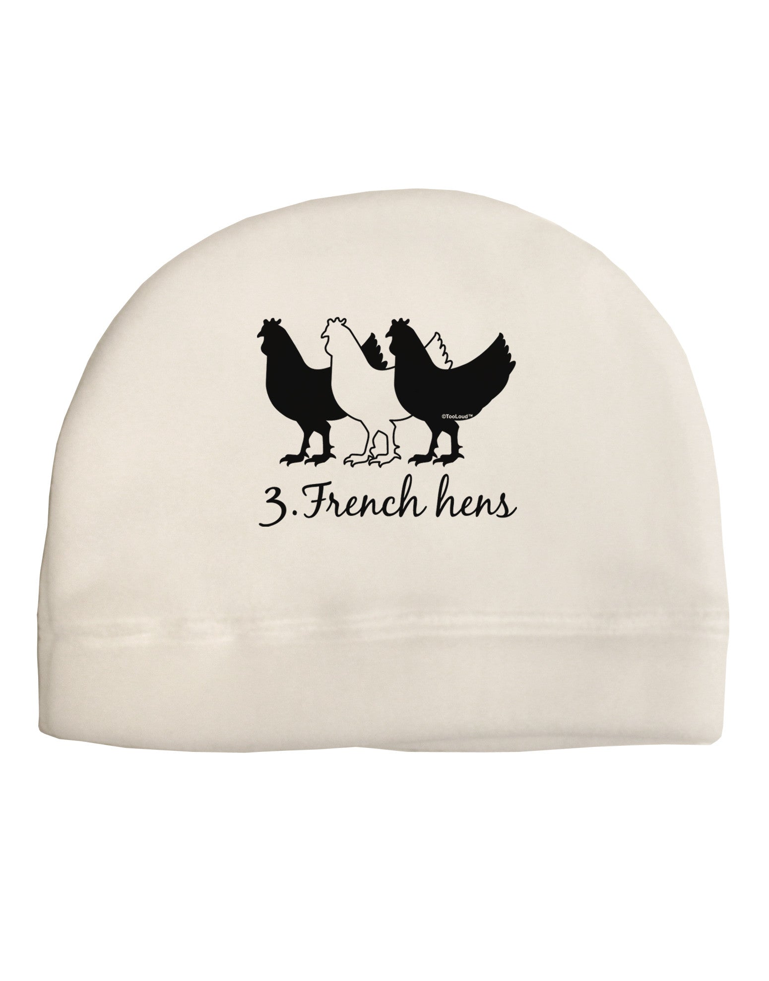 Three French Hens Text Adult Fleece Beanie Cap Hat-Beanie-TooLoud-White-One-Size-Fits-Most-Davson Sales