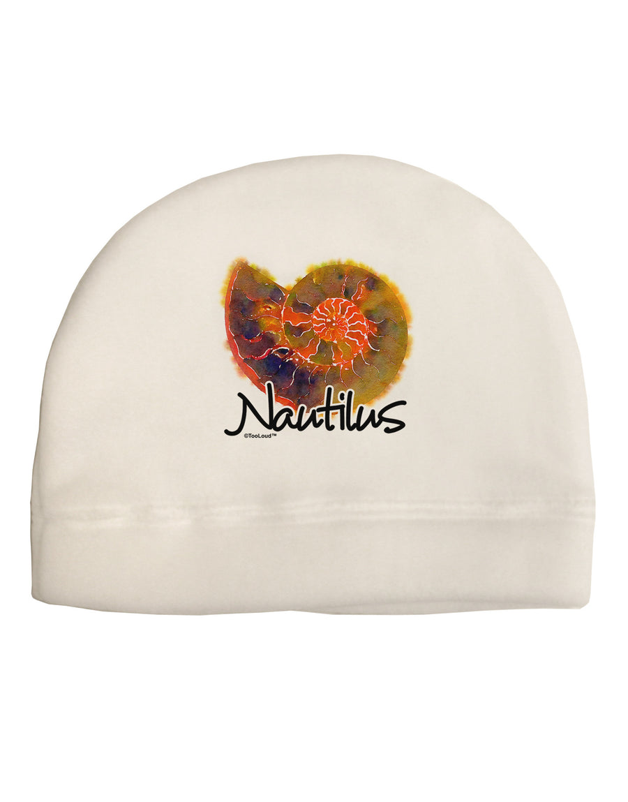 Nautilus Fossil Watercolor Text Child Fleece Beanie Cap Hat-Beanie-TooLoud-White-One-Size-Fits-Most-Davson Sales