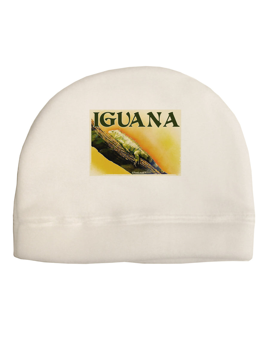 Iguana Watercolor Text Adult Fleece Beanie Cap Hat-Beanie-TooLoud-White-One-Size-Fits-Most-Davson Sales