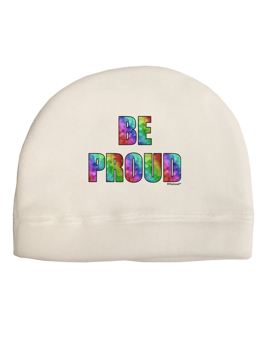 Be Proud Gay Pride - Rainbow Hearts Adult Fleece Beanie Cap Hat by TooLoud-Beanie-TooLoud-White-One-Size-Fits-Most-Davson Sales