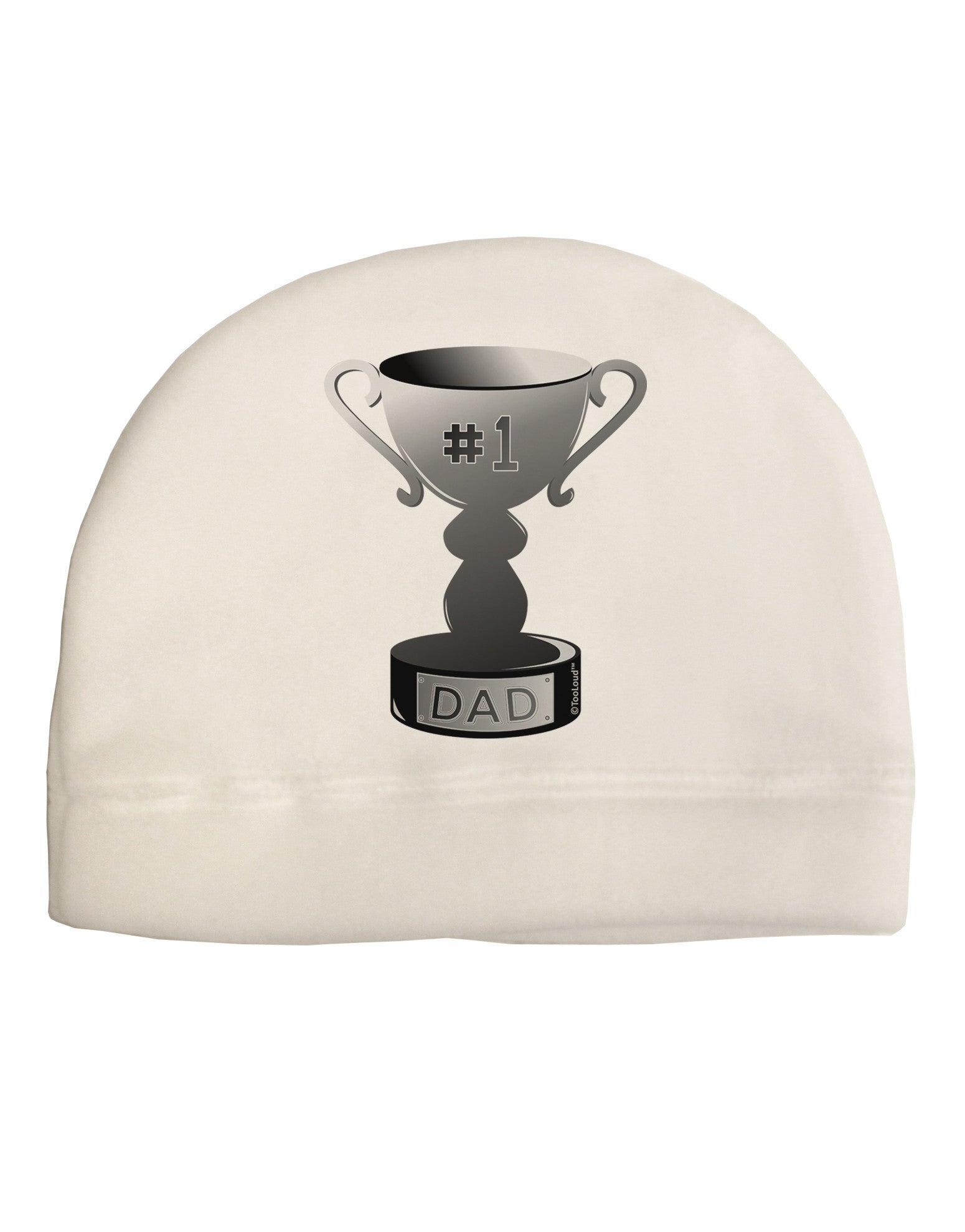 Number One Dad Trophy - Grayscale Adult Fleece Beanie Cap Hat-Beanie-TooLoud-White-One-Size-Fits-Most-Davson Sales