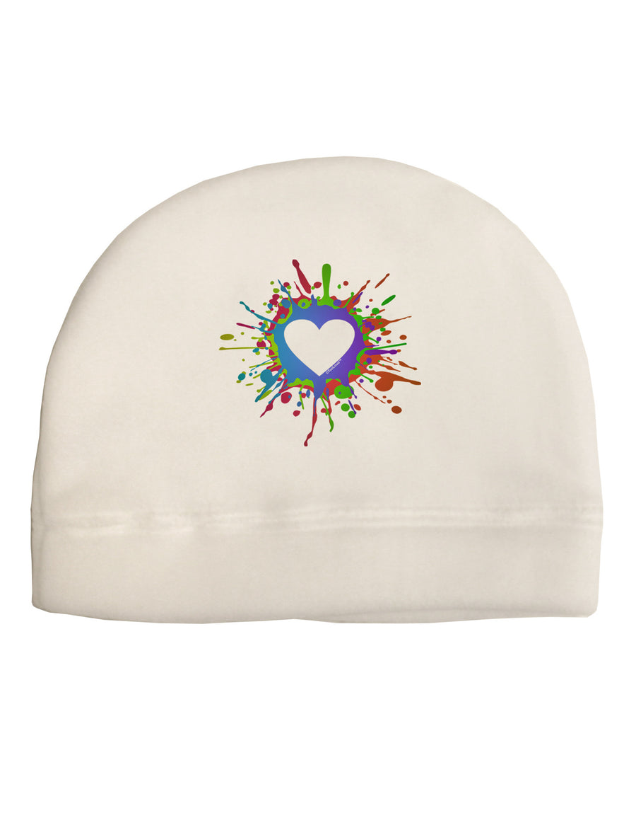 Heart Paint Splatter Adult Fleece Beanie Cap Hat-Beanie-TooLoud-White-One-Size-Fits-Most-Davson Sales