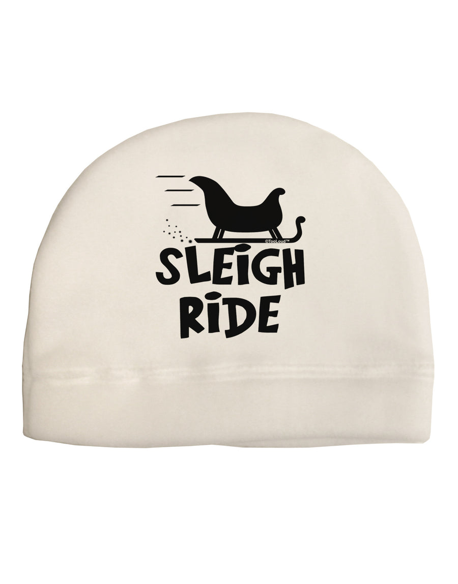 Sleigh Ride BnW Adult Fleece Beanie Cap Hat-Beanie-TooLoud-White-One-Size-Fits-Most-Davson Sales