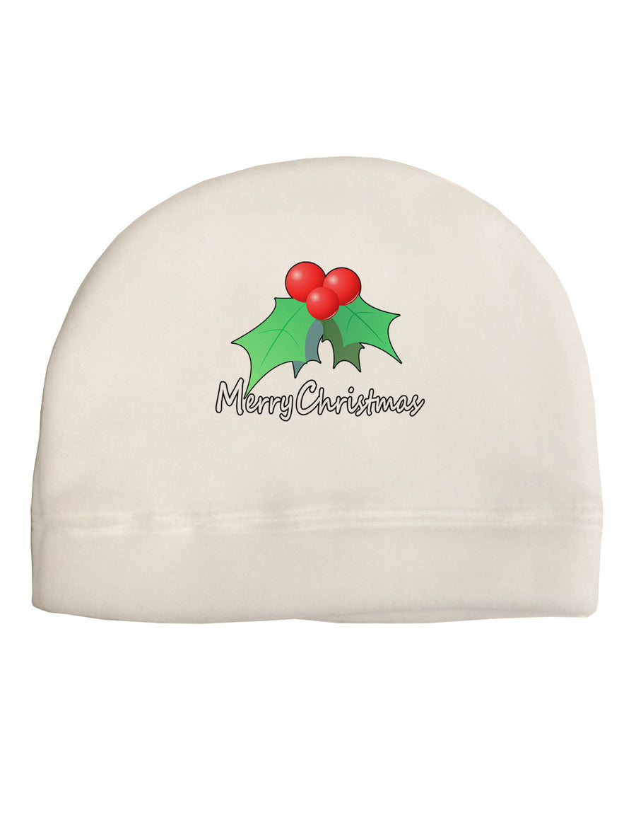 holly Merry Christmas Text Child Fleece Beanie Cap Hat-Beanie-TooLoud-White-One-Size-Fits-Most-Davson Sales