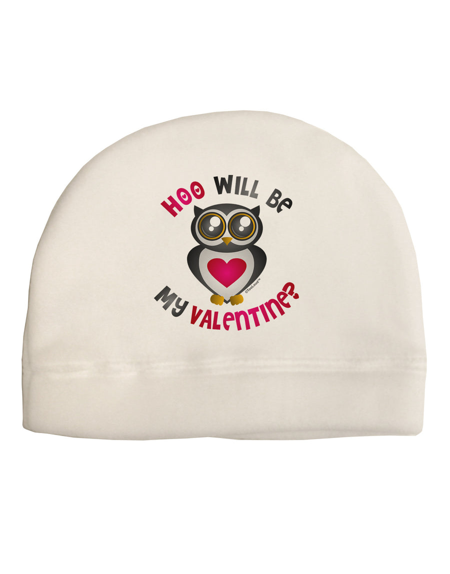 Hoo Will Be My Valentine Adult Fleece Beanie Cap Hat-Beanie-TooLoud-White-One-Size-Fits-Most-Davson Sales