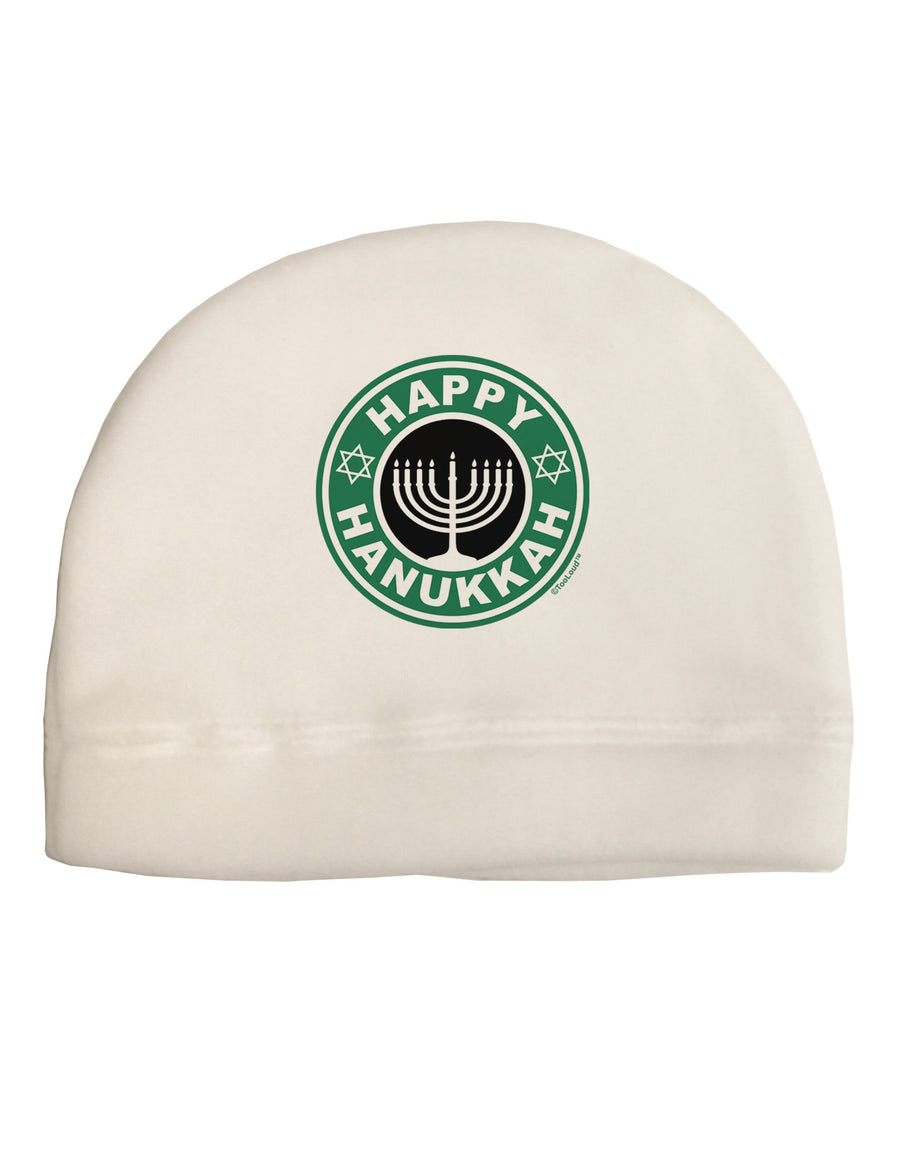 Happy Hanukkah Latte Logo Adult Fleece Beanie Cap Hat-Beanie-TooLoud-White-One-Size-Fits-Most-Davson Sales