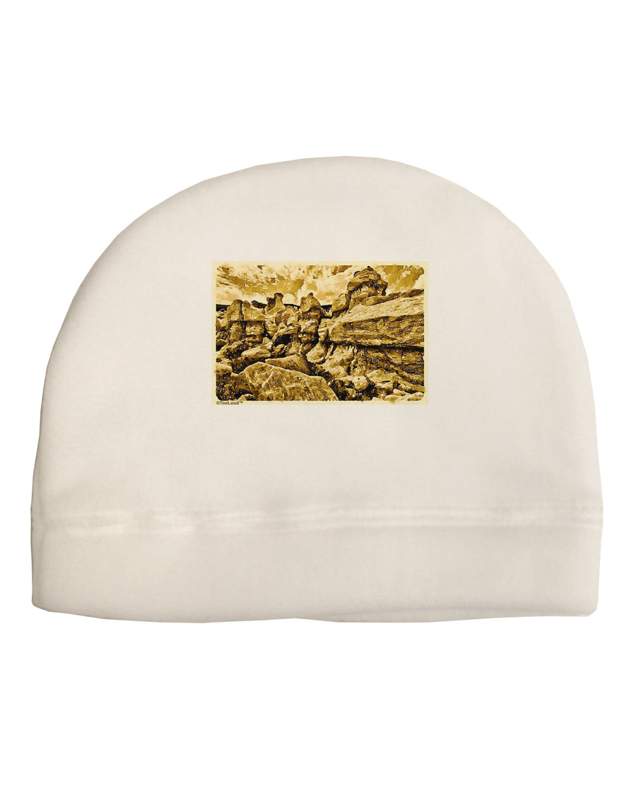 Watercolor Mountains Colorado Child Fleece Beanie Cap Hat-Beanie-TooLoud-White-One-Size-Fits-Most-Davson Sales