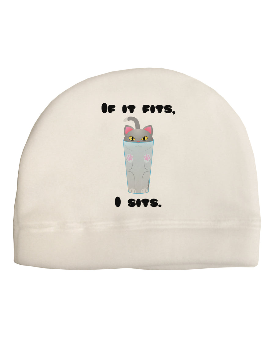 If It Fits - Cute Cat Design Adult Fleece Beanie Cap Hat by TooLoud-Beanie-TooLoud-White-One-Size-Fits-Most-Davson Sales