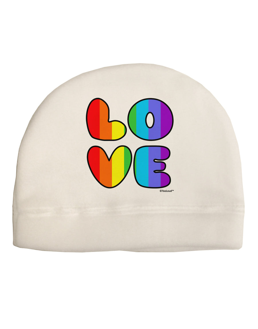 Rainbow LOVE Text Adult Fleece Beanie Cap Hat by TooLoud-Beanie-TooLoud-White-One-Size-Fits-Most-Davson Sales