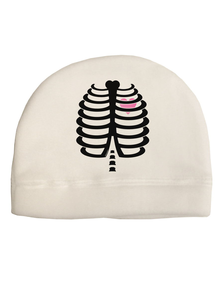 Black Skeleton Ribcage with Pink Heart Halloween Adult Fleece Beanie Cap Hat-Beanie-TooLoud-White-One-Size-Fits-Most-Davson Sales