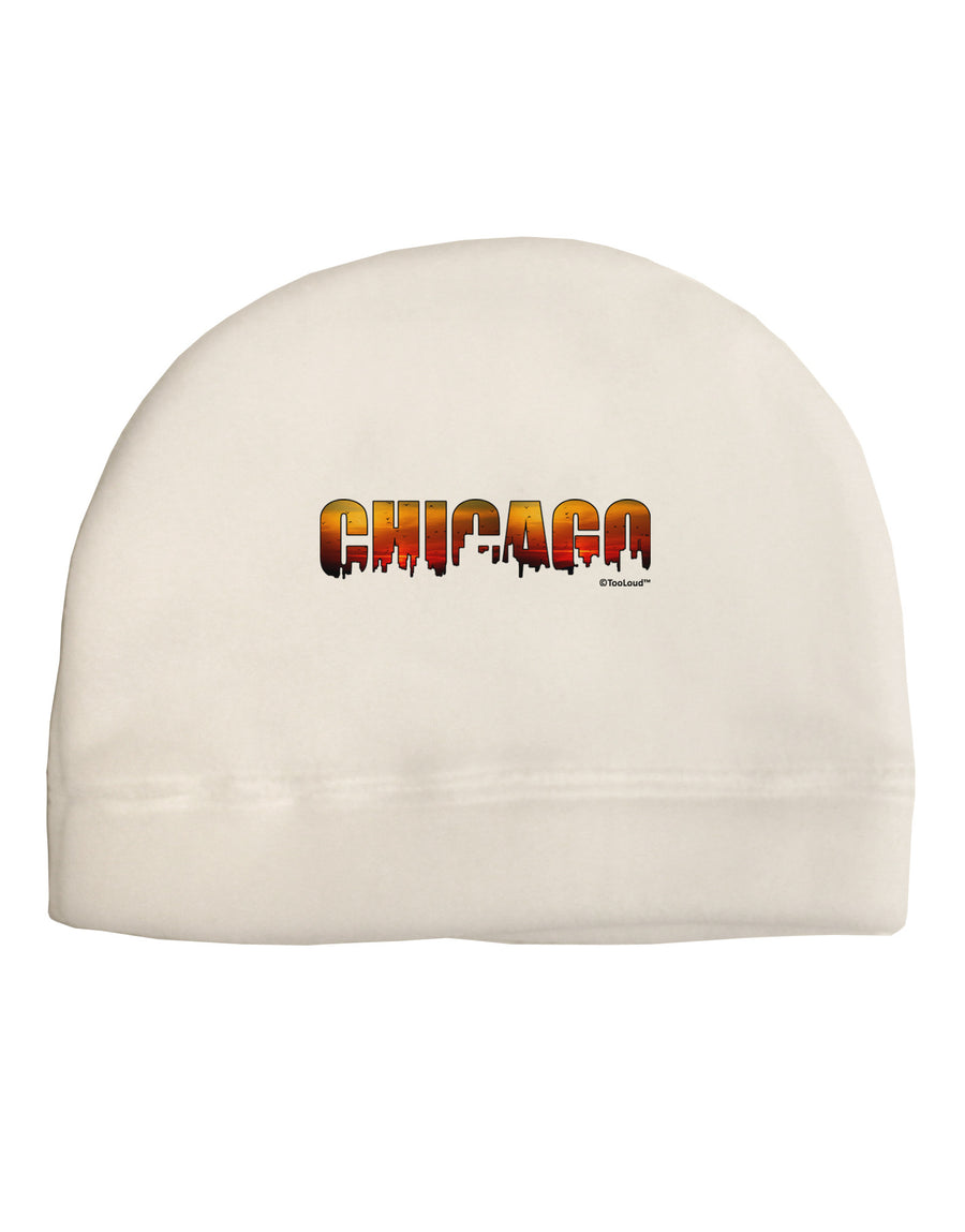 Chicago Skyline Cutout - Sunset Sky Adult Fleece Beanie Cap Hat by TooLoud-Beanie-TooLoud-White-One-Size-Fits-Most-Davson Sales