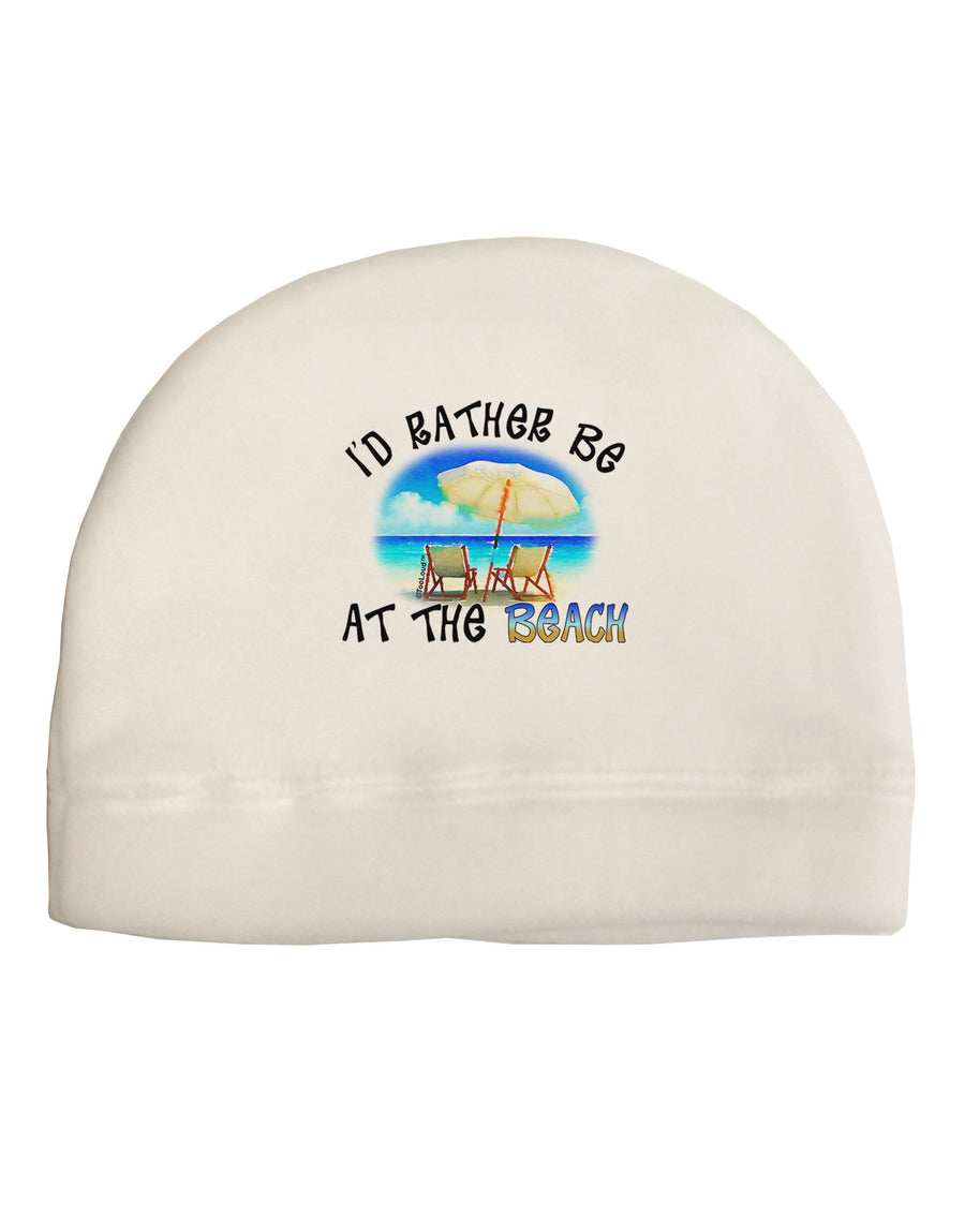 I'd Rather Be At The Beach Adult Fleece Beanie Cap Hat-Beanie-TooLoud-White-One-Size-Fits-Most-Davson Sales