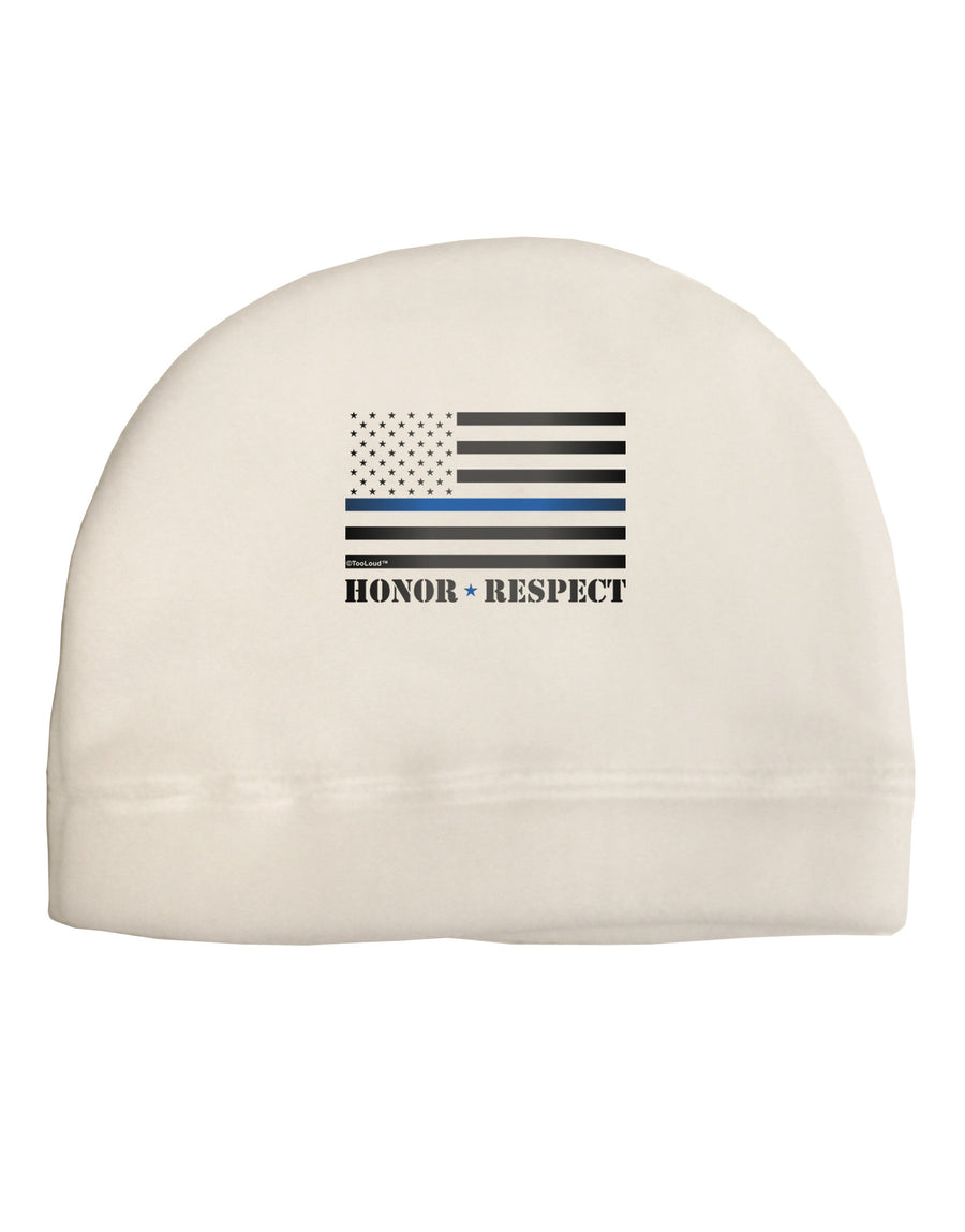 Honor Respect Blue Line Adult Fleece Beanie Cap Hat-Beanie-TooLoud-White-One-Size-Fits-Most-Davson Sales