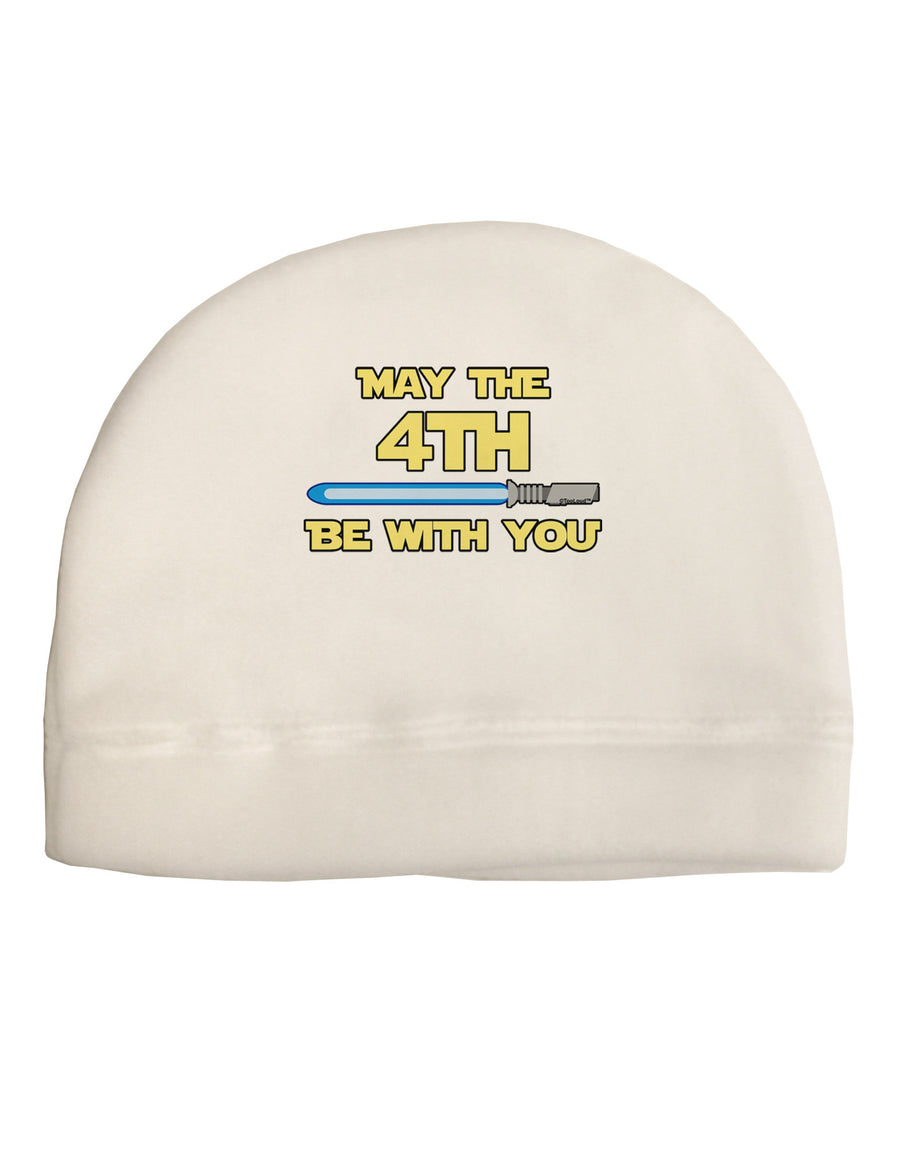 4th Be With You Beam Sword 2 Adult Fleece Beanie Cap Hat-Beanie-TooLoud-White-One-Size-Fits-Most-Davson Sales