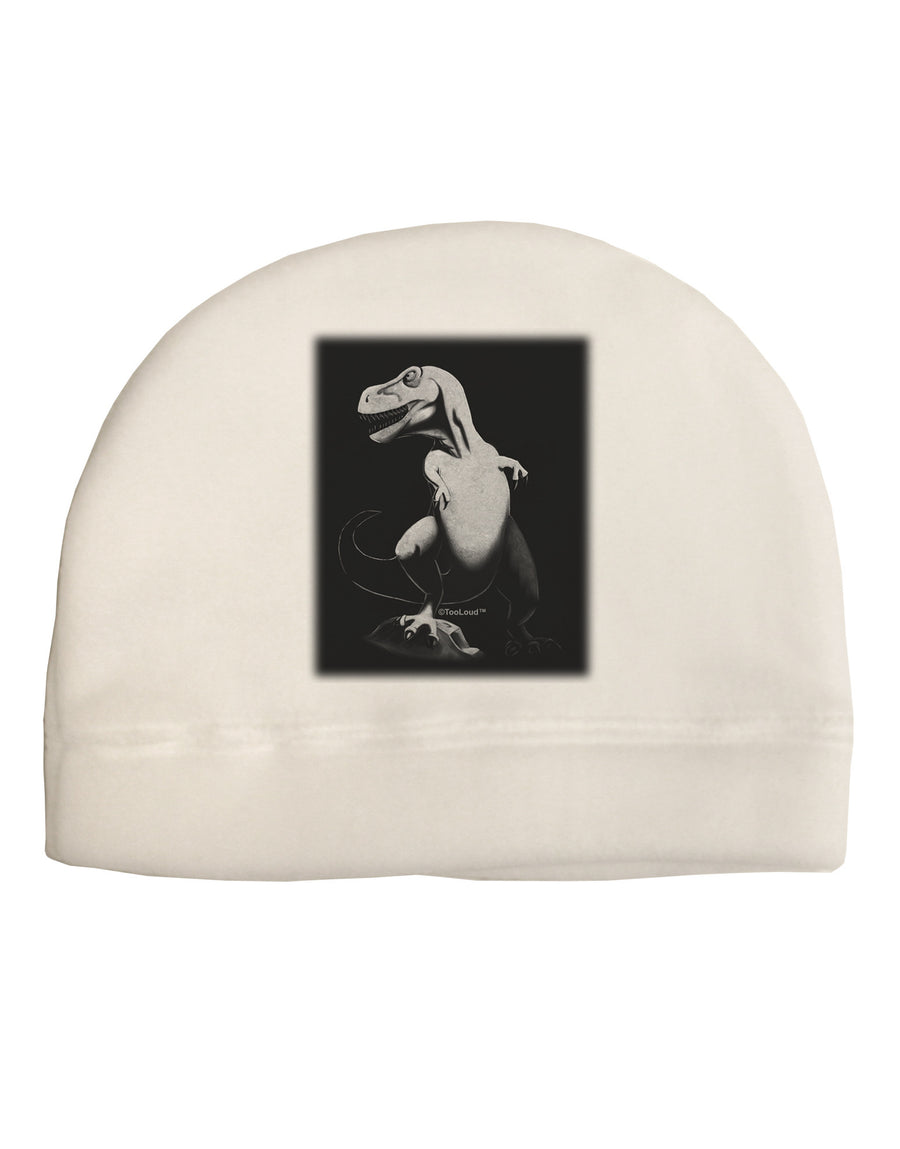 Tyrannosaurus Rex Design - Grayscale Adult Fleece Beanie Cap Hat by TooLoud-Beanie-TooLoud-White-One-Size-Fits-Most-Davson Sales