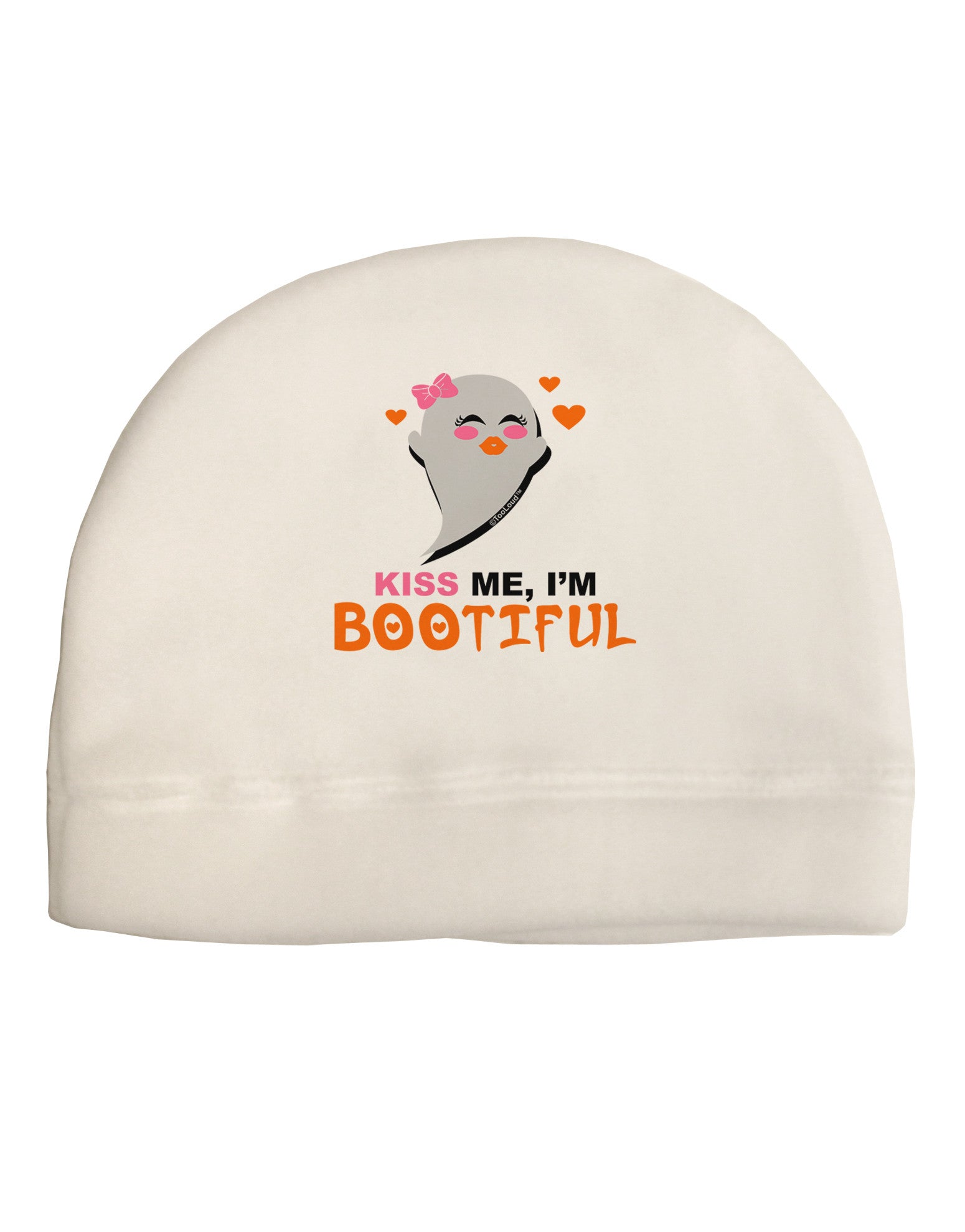 Kiss Me BOOtiful Ghost Orange Adult Fleece Beanie Cap Hat-Beanie-TooLoud-White-One-Size-Fits-Most-Davson Sales