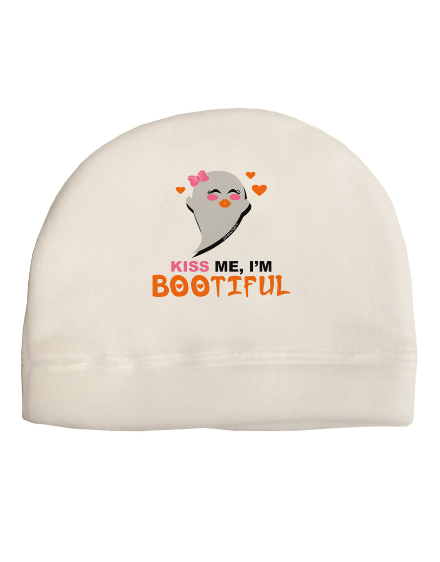 Kiss Me BOOtiful Ghost Orange Adult Fleece Beanie Cap Hat-Beanie-TooLoud-White-One-Size-Fits-Most-Davson Sales