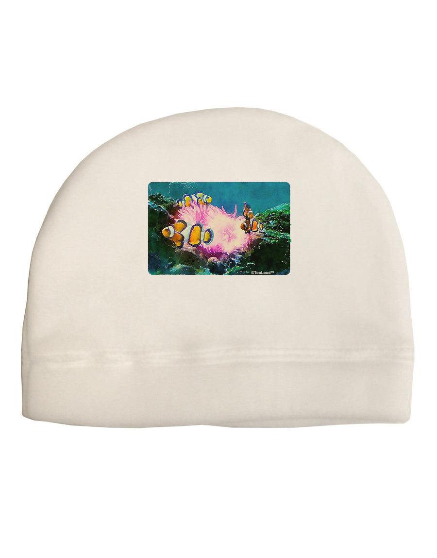 Clownfish Watercolor Adult Fleece Beanie Cap Hat-Beanie-TooLoud-White-One-Size-Fits-Most-Davson Sales