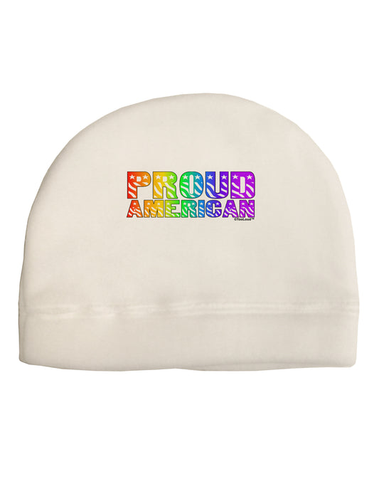 Proud American Rainbow Text Adult Fleece Beanie Cap Hat by TooLoud-Beanie-TooLoud-White-One-Size-Fits-Most-Davson Sales