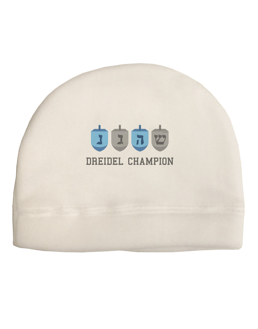 Dreidel Champion Hanukkah Adult Fleece Beanie Cap Hat-Beanie-TooLoud-White-One-Size-Fits-Most-Davson Sales