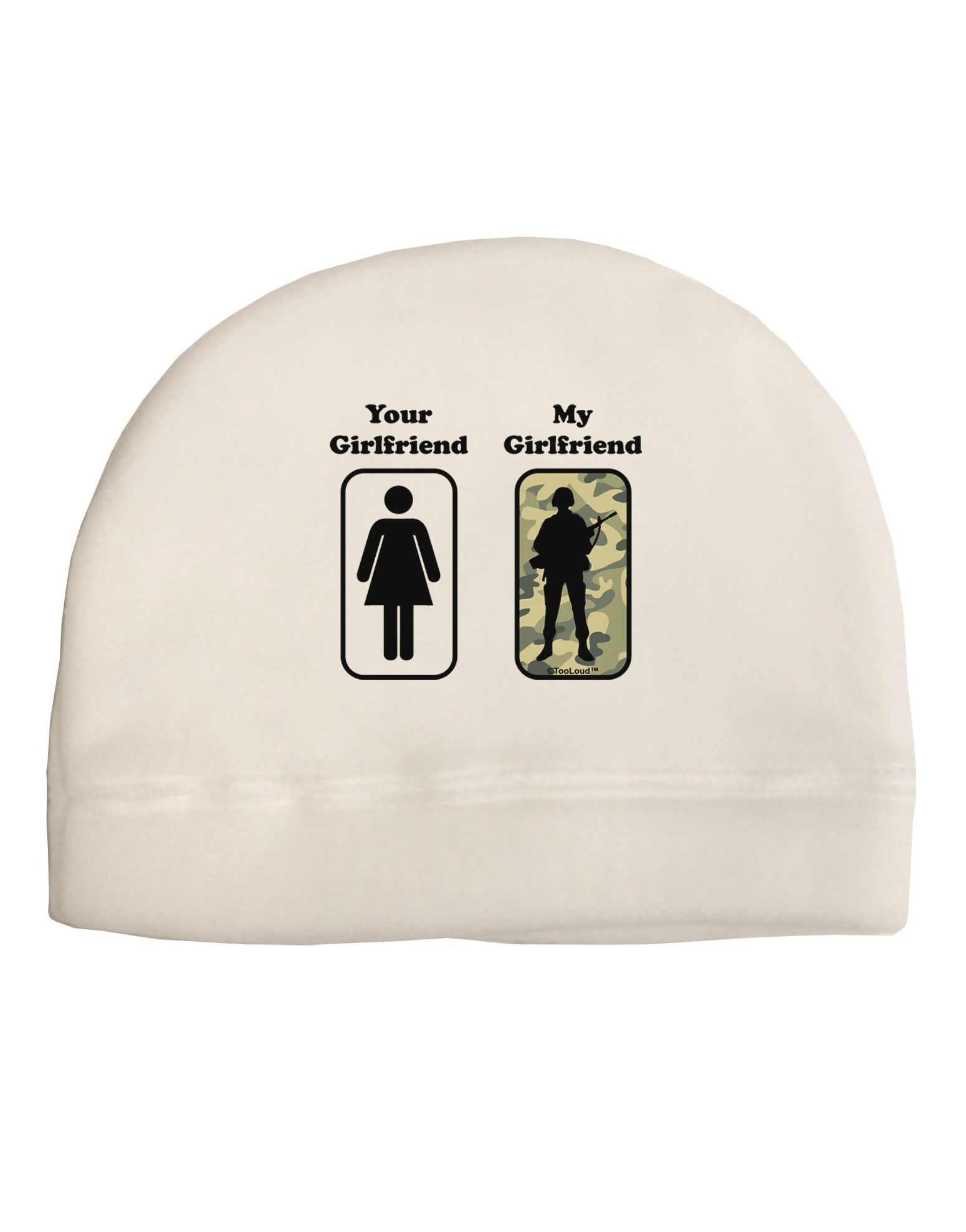 TooLoud Your Girlfriend My Girlfriend Military Adult Fleece Beanie Cap Hat-Beanie-TooLoud-White-One-Size-Fits-Most-Davson Sales
