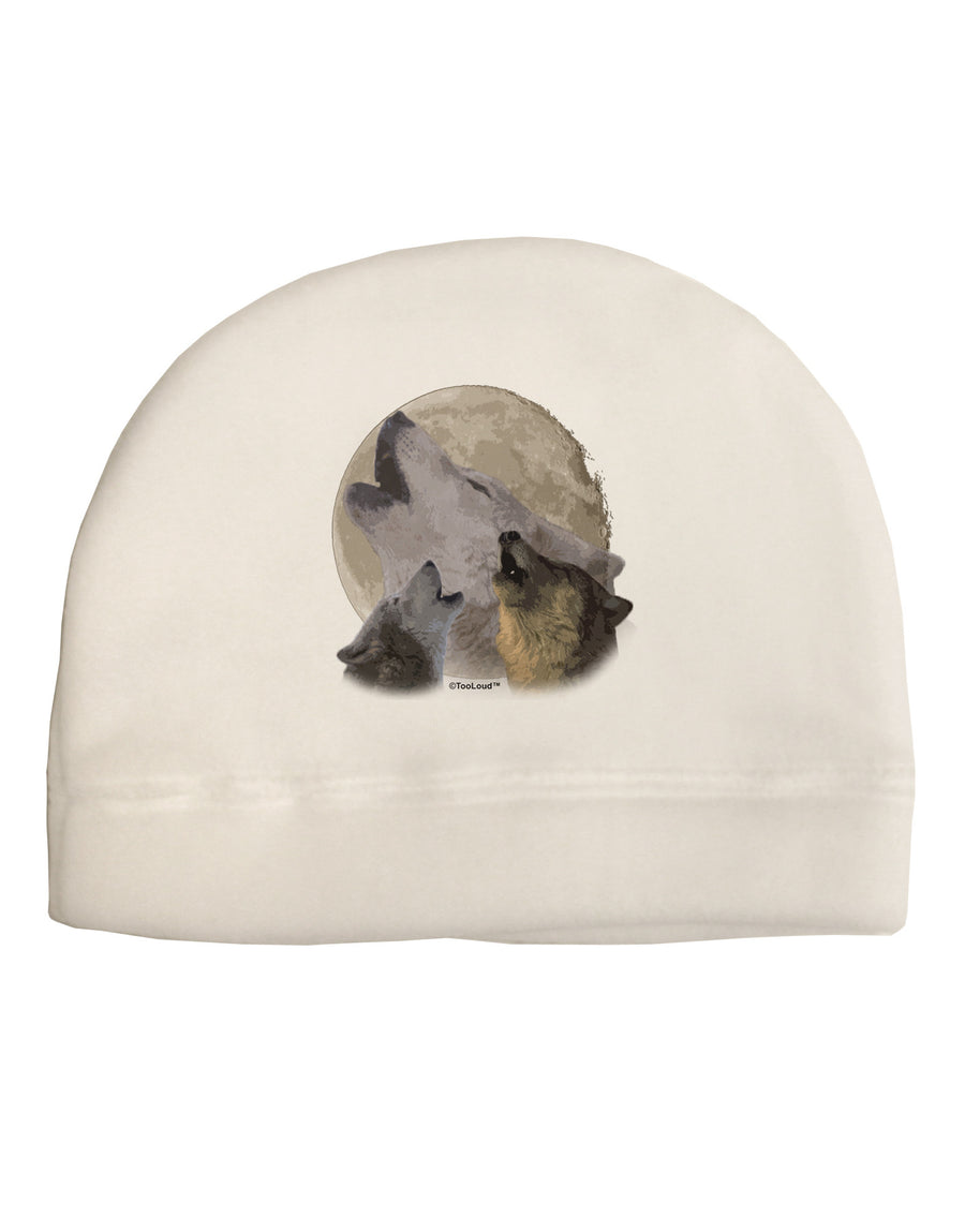 Three Wolves Howling at the Moon Adult Fleece Beanie Cap Hat by TooLoud-Beanie-TooLoud-White-One-Size-Fits-Most-Davson Sales