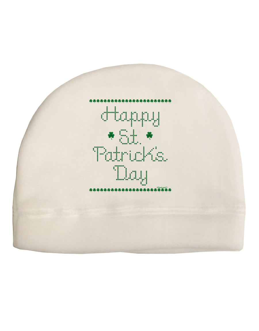 Happy St Patricks Day Clovers Adult Fleece Beanie Cap Hat-Beanie-TooLoud-White-One-Size-Fits-Most-Davson Sales