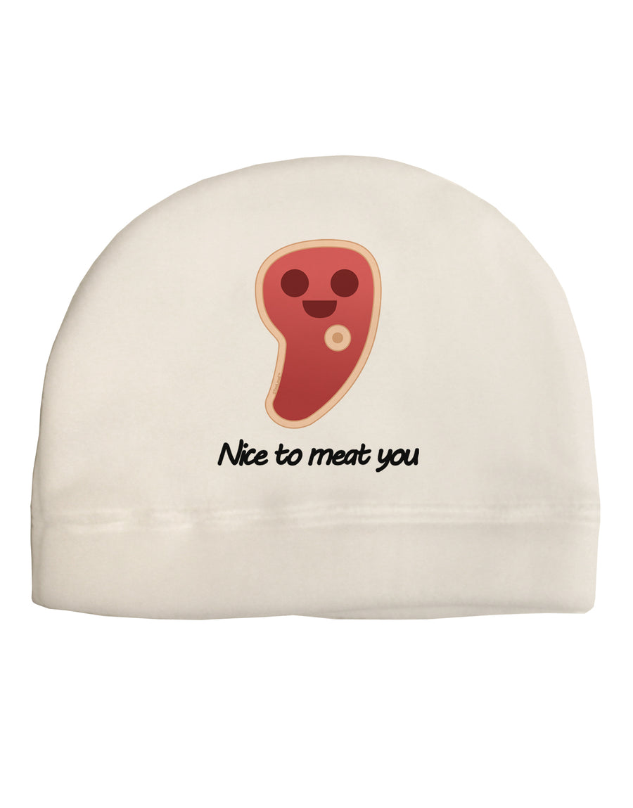 Steak - Nice to Meat You Adult Fleece Beanie Cap Hat-Beanie-TooLoud-White-One-Size-Fits-Most-Davson Sales