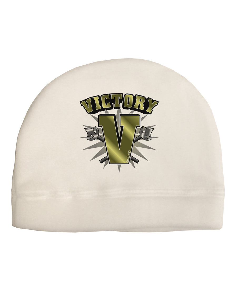 Victory V Adult Fleece Beanie Cap Hat-Beanie-TooLoud-White-One-Size-Fits-Most-Davson Sales